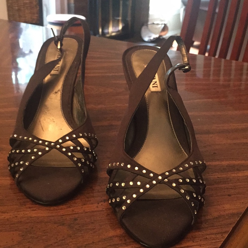 Alfani black evening sandal with rhinestones 8 1/2